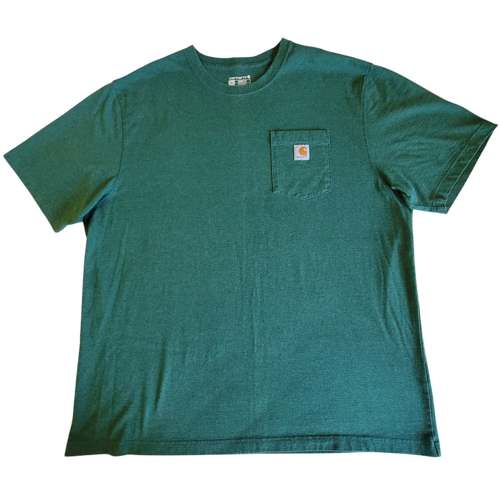 Carhartt Pocket T-Shirt Mens 2XL Green K87 Loose Fit Short Sleeve Tee Workwear